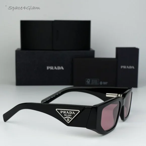 BRAND NEW Prada PR09ZS 16K30L Black Pink Unisex Rectangle Sunglasses